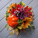 Осіння композиція з гарбузом і соняшником., фото 2