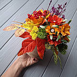 Осіння композиція з гарбузом і соняшником., фото 3