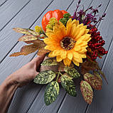 Осіння композиція з гарбузом і соняшником., фото 6