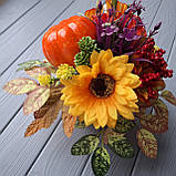Осіння композиція з гарбузом і соняшником., фото 7
