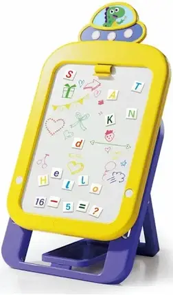 Дитяча двостороння магнітна дошка-мольберт (крейда/маркер) з регулюванням по висоті, фото 1