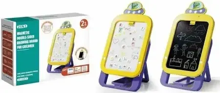 Дитяча двостороння магнітна дошка-мольберт (крейда/маркер) з регулюванням по висоті, фото 2