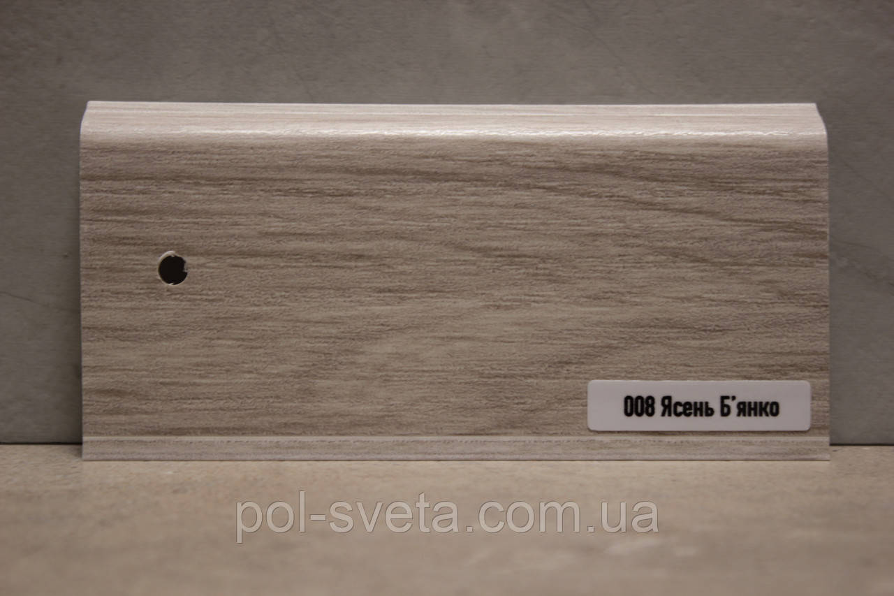 Плінтус ПВХ ТерПол 22х70х2200 мм, Ясень Б'янко 008, фото 1