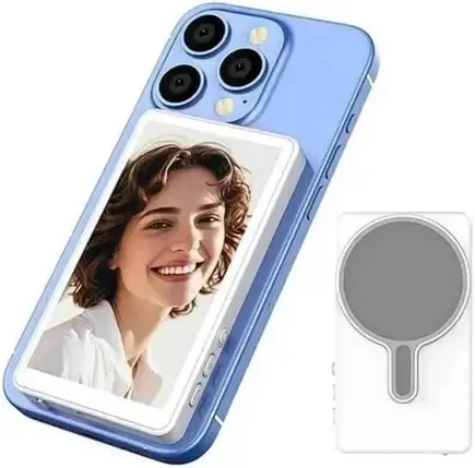 Магнітний екран для селфі для задньої камери зі звуком для iPhone 16, 15, 14 Pro Max, Android, Xiaomi 14 Ultra (Білий), фото 1