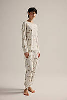 Бавовняна піжама жіноча Hays кремова з принтом