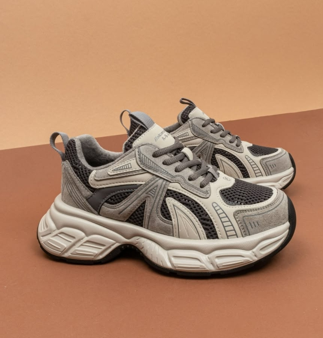 Кросівки жіночі балансьяга шкіра + текстиль бежево сірі, фото 1