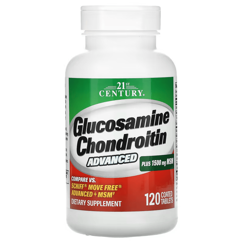 21st Century Glucosamine Chondroitin, 120 таблеток, 1500 мг, 21 Сенчурі — Глюкозамін+Хондроїтин+MSM, покращена формула., фото 1