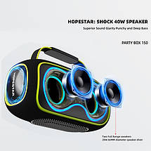 Портативна колонка Hopestar PARTYBOX 40 Вт Bluetooth 5.3, IPX5, TWS, мікрофон, водо- та пиленепроникна, потужний звук, фото 4