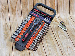 Набір головок 1/4" 28, 4-14 мм, головок-вставок тріскачкою і удленитель (планшет)