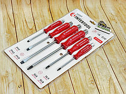 Набір викруток ударних  6 шт під ключ SL5,6,8 PH1,2,3 Intertool (пакет)