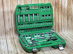 Набір інструменту Intertool  1/2", 1/4" 108 шт сб, 8-32 мм з тріскачкою, подовжувач, кардан. комір, головка.