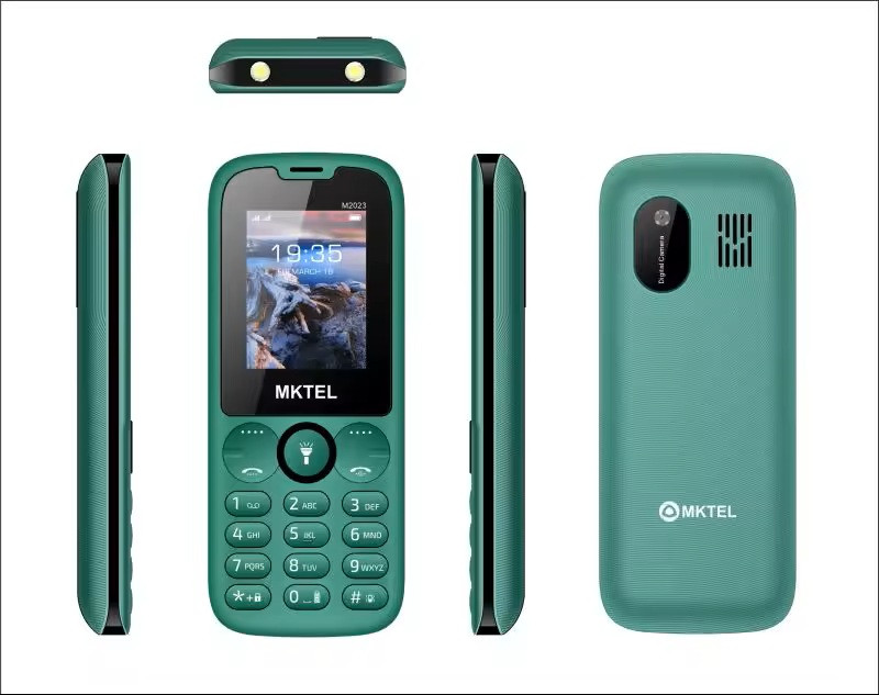Мобільний кнопковий телефон MKTEL M2023 Dual SIM (зелений) з потужним ліхтариком, FM-радіо та камерою, фото 1