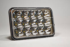 Світлодіодна LED фара ближній+дальній 45Вт 15ламп прямокутна (на 2 режими)