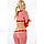 Жіночий карнавальний костюм «Карамельна паличка» — топ із бантом і смугасті штани-кльош, червоно-білий, для новорічної вечірки, фото 3