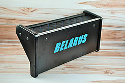 Полиця (166) кабіни МТЗ МК (Синій напис Беларус) металева вузька панель, глуха поличка