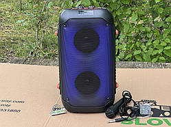 Портативна бездротова Bluetooth-колонка JQS4401 (2×4", 25 Вт, RGB-підсвітка, мікрофон, FM, USB, AUX, TWS)