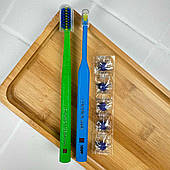 Набір для індикації зубного нальоту (таблетки для виявлення нальоту Tepe 5 шт і монопучкова зубна щітка Curaprox Single CS 1009