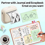 Міні термопринтер портативний бездротовий Bluetooth X6 (бежевий) з USB Type-C | Принтер для стікерів, етикеток, чеків, фото 7