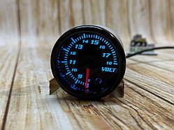 Показник напруги чорний корпус (вольтметр) LED 12В 52mm з підсвіткою