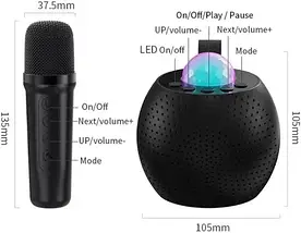 Портативна караоке колонка Z1 з подвійним мікрофоном, RGB KTV підсвічуванням, Bluetooth 5.3, USB, AUX, TF та FM для вечірок, фото 2