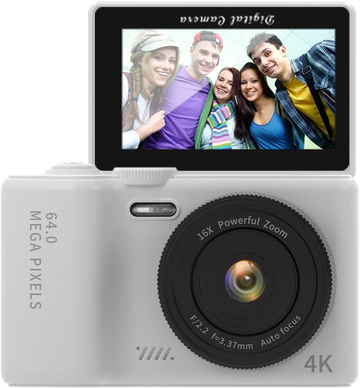 Andoer 4K Цифрова камера для дітей підлітків Wi-Fi Цифрова відеокамера 64MP 3-дюймовий фліп-екран 16-кратний цифровий зум, фото 1