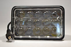 Світлодіодна LED фара 43Вт прямокутна 43W, 15 ламп, дальній і ближній промінь 10/30