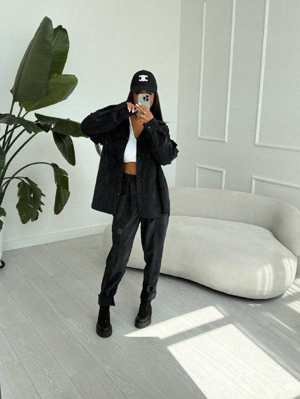 Жіночий костюм 2-ка (сорочка + штани) ; Кольори - чорний, синій, бордо, шоколад ; Розміри - 42-44 і 44-46 ;, фото 1