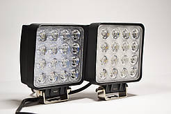 Світлодіодна LED-фара робоча 48 Вт, (3 Вт*16ламп) Широкий промінь (Комплект 2 шт.) (Повщина корпусу 6 см)