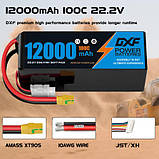 Aкумулятор DXF 22.2V Li-Po 6S1P 12000 mAh 100C, роз'єм XT60, з роз'ємом XT60. Для квадрокоптерів, літаків та інших RC-моделей, фото 2