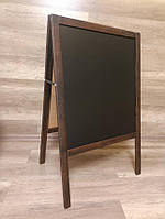 Штендер крейдяний двосторонній, крейдяна дошка, дерев'яний рекламний щіт, мимохід, спотикач, коричневий, (Sк)