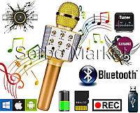 Мікрофон караоке бездротовий з динаміком USB, microSD, AUX, Bluetooth, REC s1688i Золотий