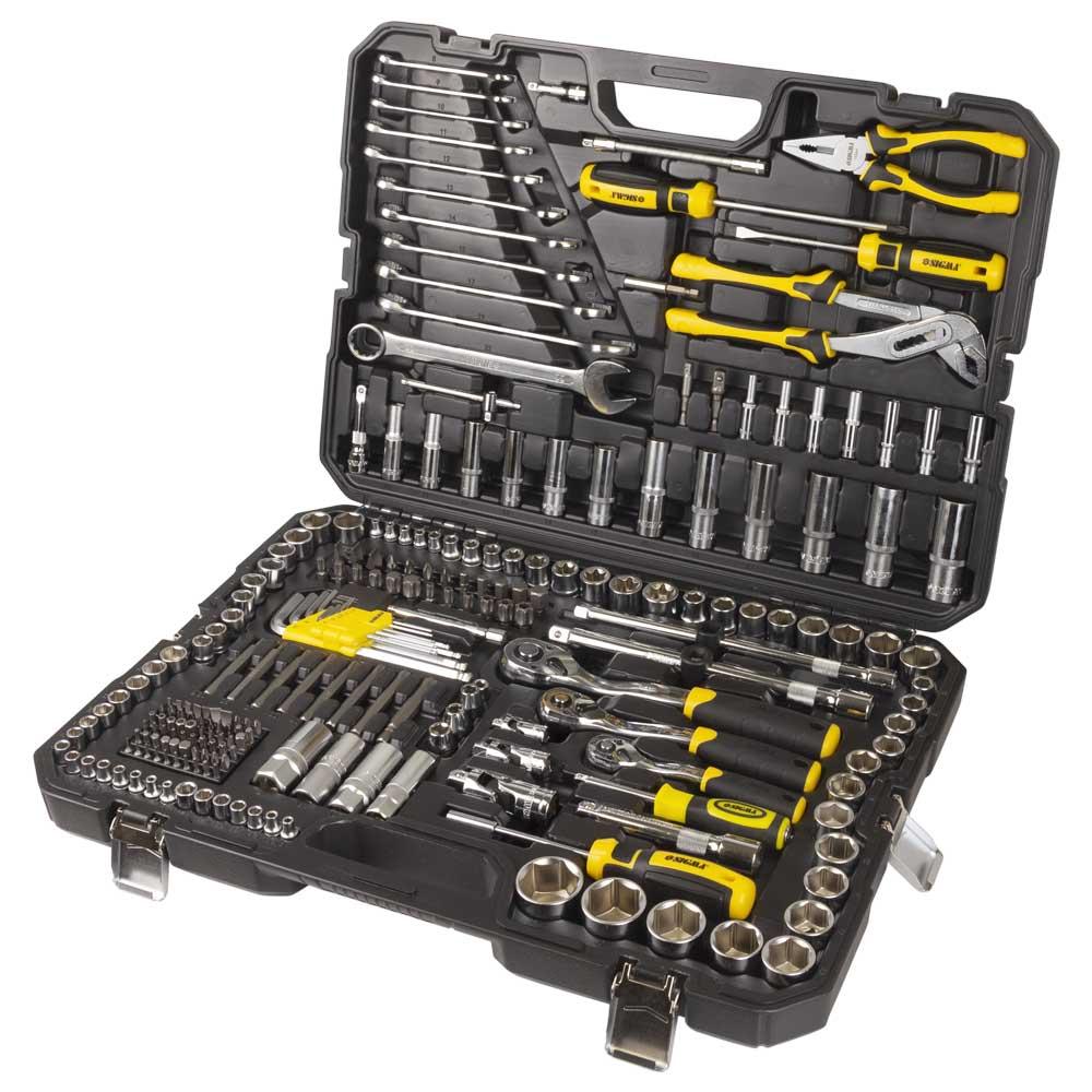 Набір насадок торцевих і біти, ключів, інструментів 1⁄4" 3⁄8" 1⁄2" 233 шт CrV SIGMA (6003871), фото 1