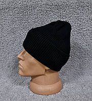 Шапка чоловіча тепла з закотом чорна