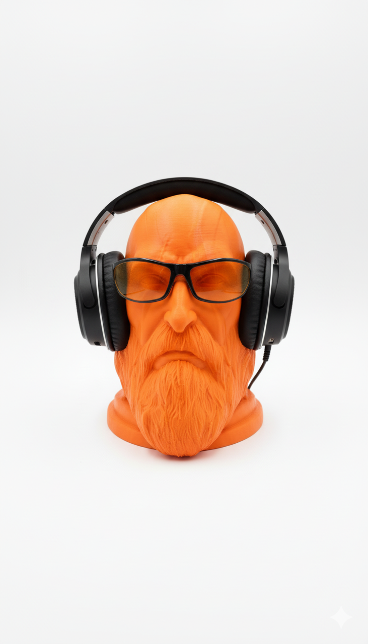 Стильна 3D-надрукована підставка для навушників у формі Кратоса, фото 1