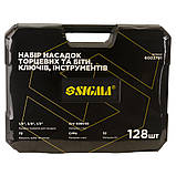 Набір насадок торцевих і біти, ключів, інструментів 1⁄4" 3⁄8" 1⁄2" 128 шт CrV SIGMA (6003791), фото 8