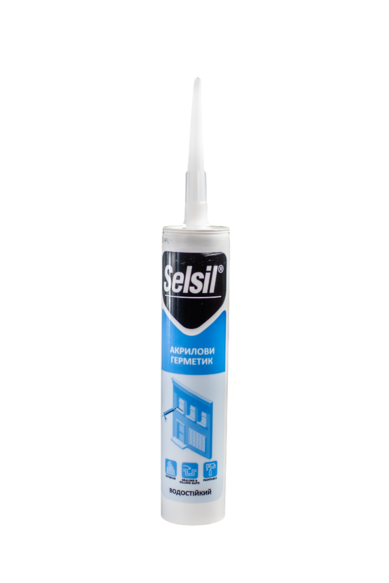 Герметик акриловий SELSIL водостійкий . Білий () V310 мл. [25]