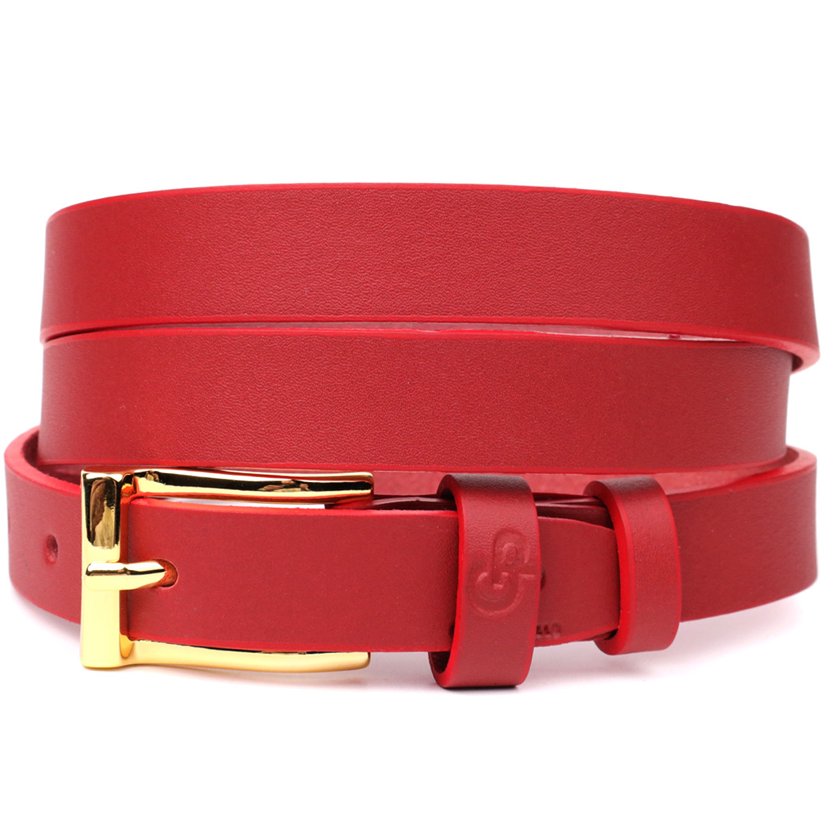 Яскравий тонкий шкіряний ремінь для жінок GRANDE PELLE 22951 Червоний, фото 1