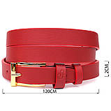 Яскравий тонкий шкіряний ремінь для жінок GRANDE PELLE 22951 Червоний, фото 3