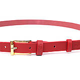 Яскравий тонкий шкіряний ремінь для жінок GRANDE PELLE 22951 Червоний, фото 6