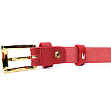 Яскравий тонкий шкіряний ремінь для жінок GRANDE PELLE 22951 Червоний, фото 7