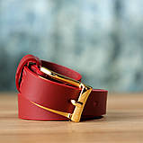 Яскравий тонкий шкіряний ремінь для жінок GRANDE PELLE 22951 Червоний, фото 10