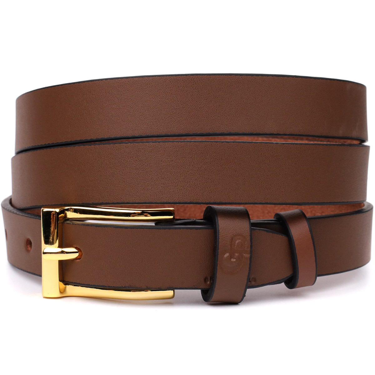 Модний вузький шкіряний ремінь для жінок GRANDE PELLE 22954 Світло-коричневий, фото 1