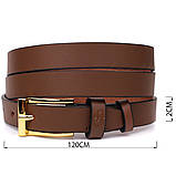 Модний вузький шкіряний ремінь для жінок GRANDE PELLE 22954 Світло-коричневий, фото 3