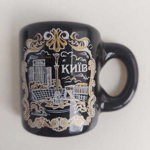 Кухлик на магніті. Керамічний Майдан Незалежності (біла графіка із золотом) (16959), фото 1