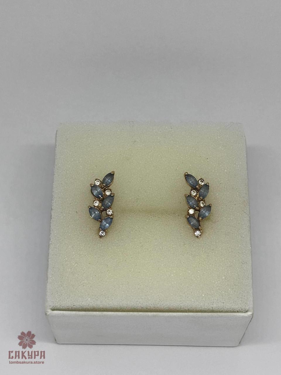 Золоті Сережки зі вставкою топаз, фото 1