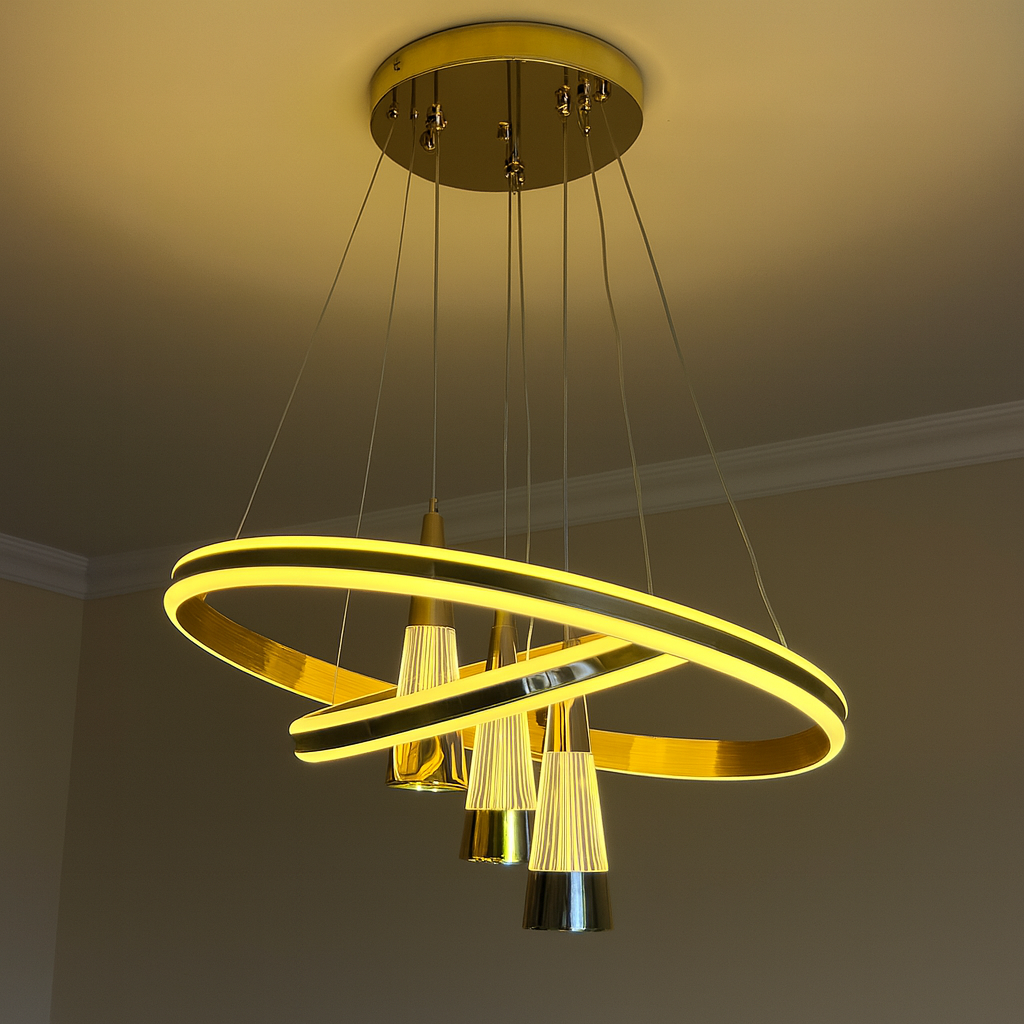 Люстра з регулюємою висотою Linisoln 100W до 20 м² колір Золотистий 100-3 FG, фото 1