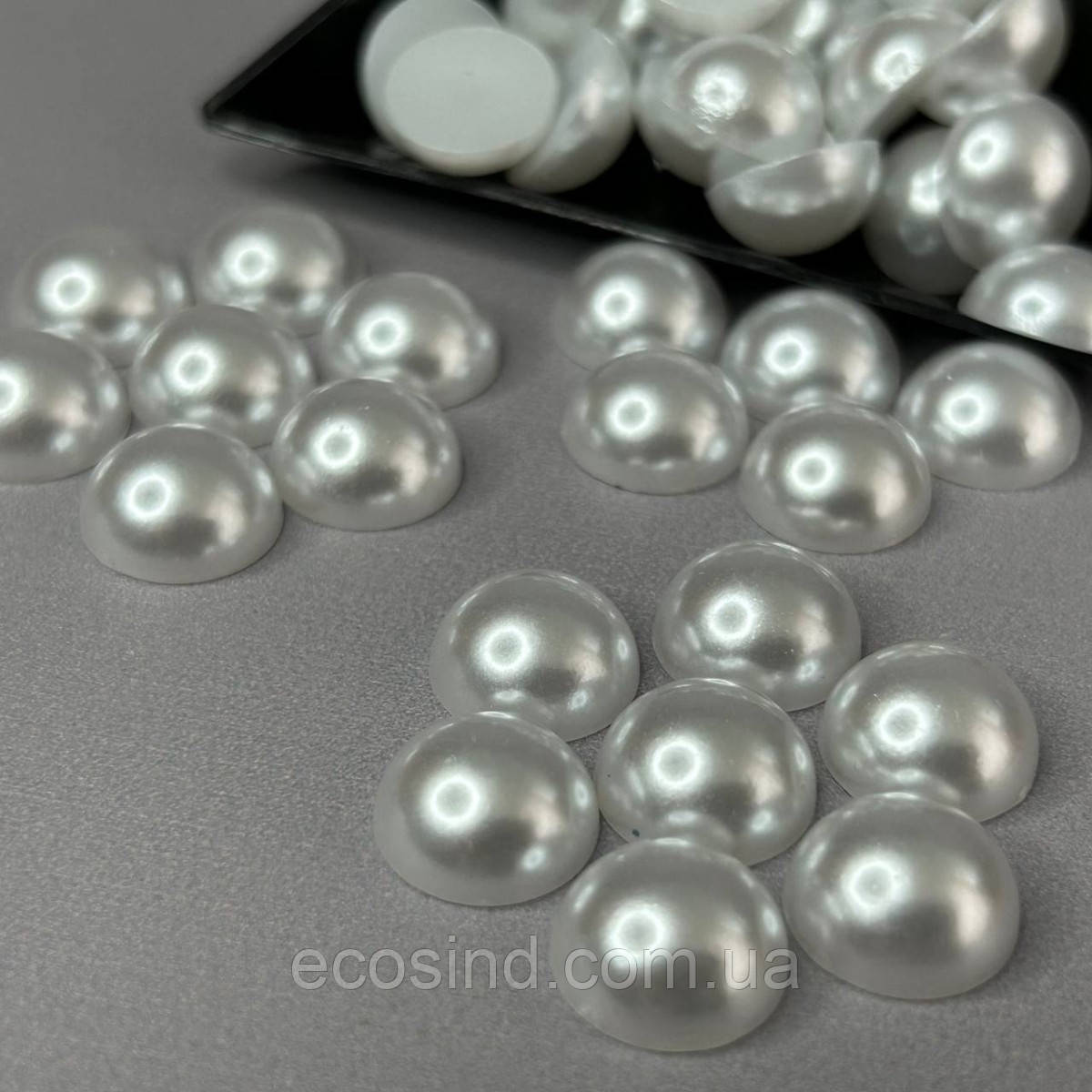 Напівбусина перламутрова 12мм, 20шт/уп колір - білий, фото 1