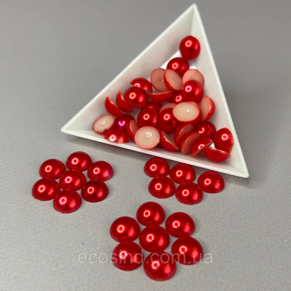 Напівбусини перламутрові 10 мм, 10 гр/уп колір - червоний Z1, фото 1