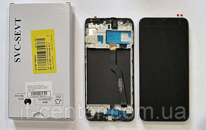 Дисплей (LCD) Samsung GH82-18685A A105 з сенсором чорний сервісний + рамка, фото 1