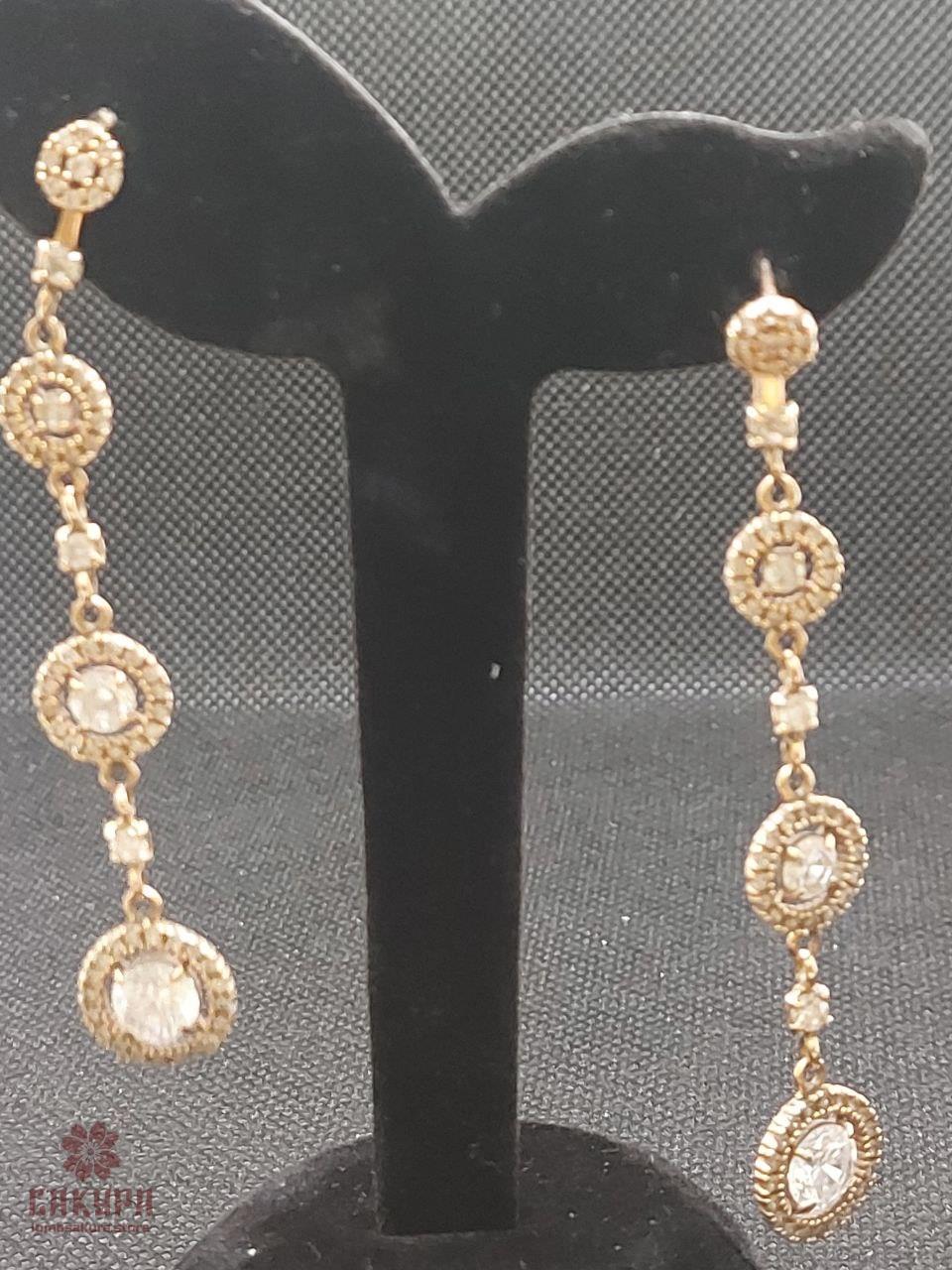 Золоті Сережки зі вставкою цирконій, фото 1